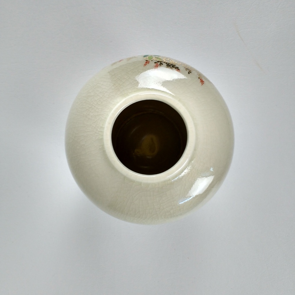 Japanese Crackled Beige Flower Vase_5